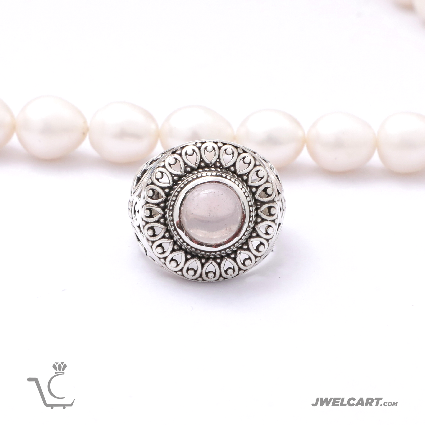 pearl silver ring Jwelcart.com