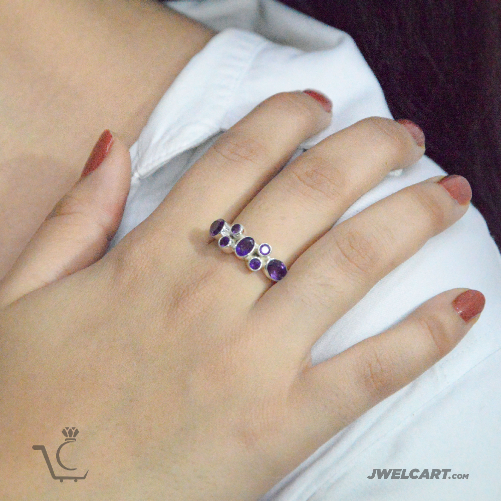 Natural Gemstone Silver Ring jwelcart.com