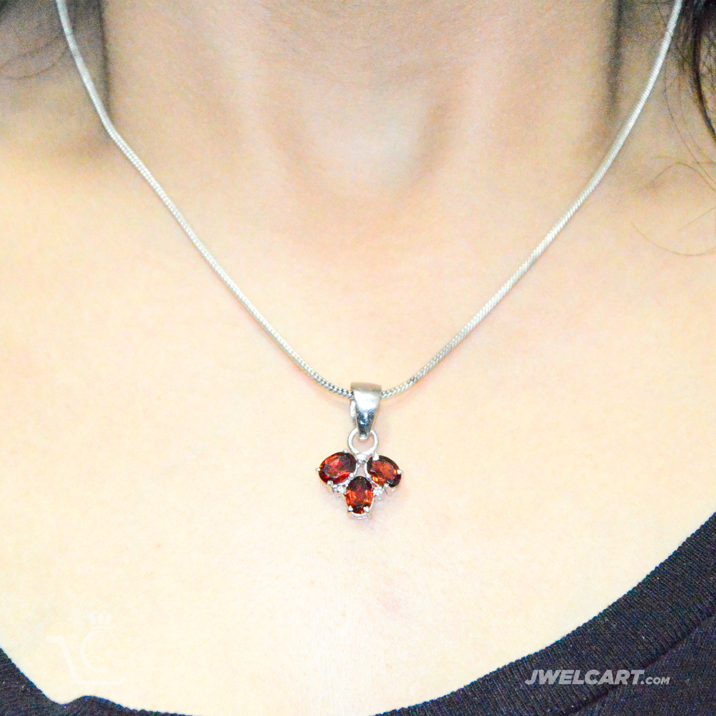 Red Garnet Gemstone Sterling Silver Pendant Natural Gemstone handmade silver Charm Necklace