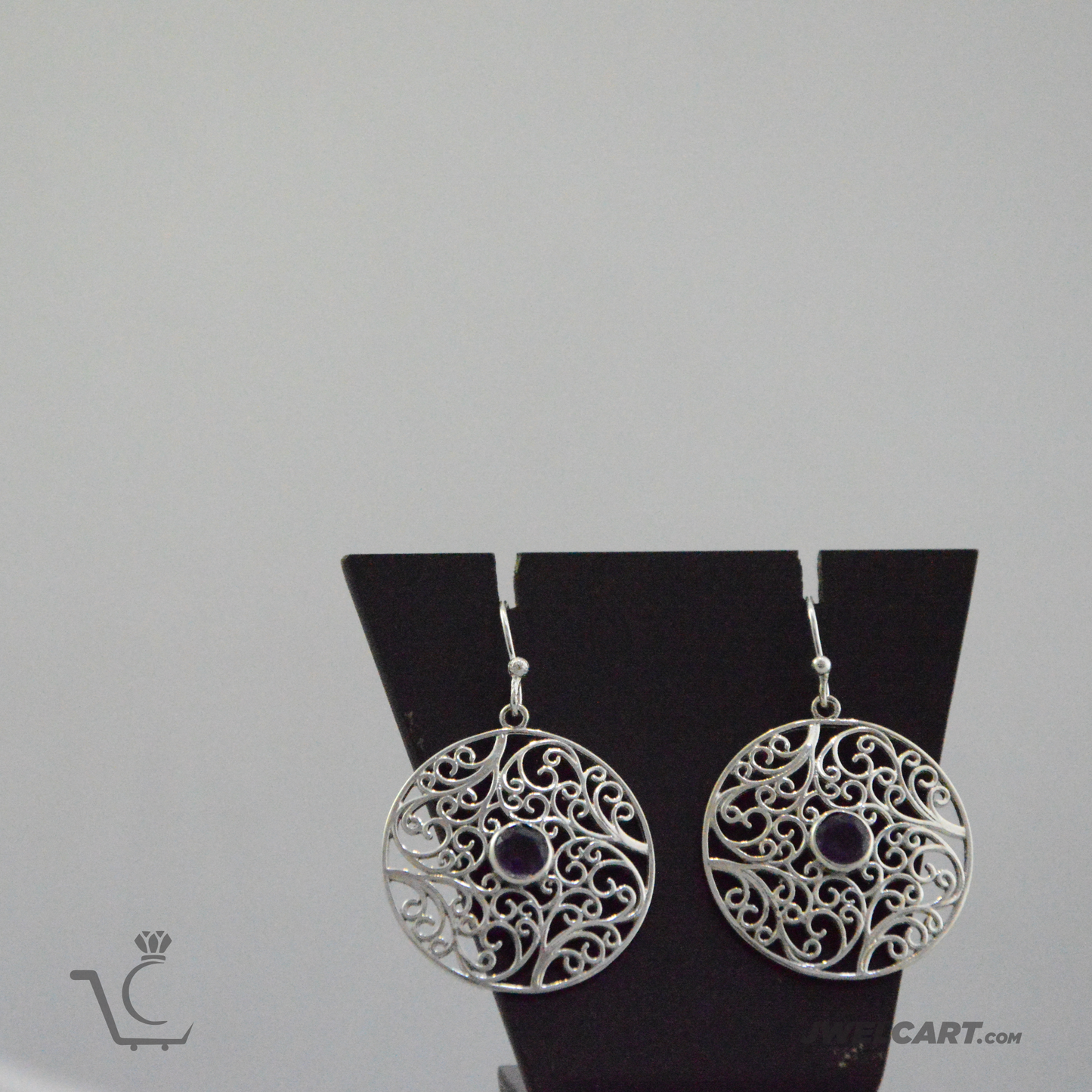 Sacred Geometry Sterling Silver Earrings Amethyst Gemstone earrings