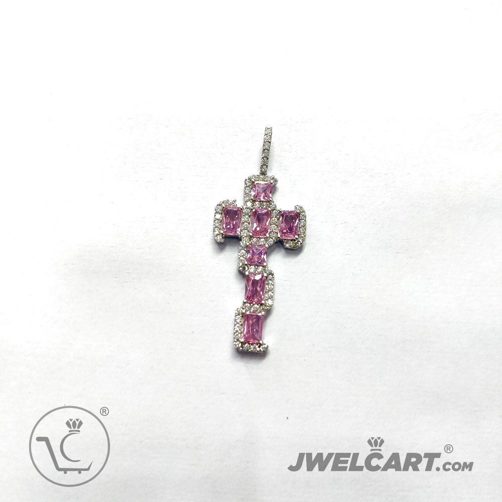 Diamond studded Silver Cross Pendants Jwelcart.com 