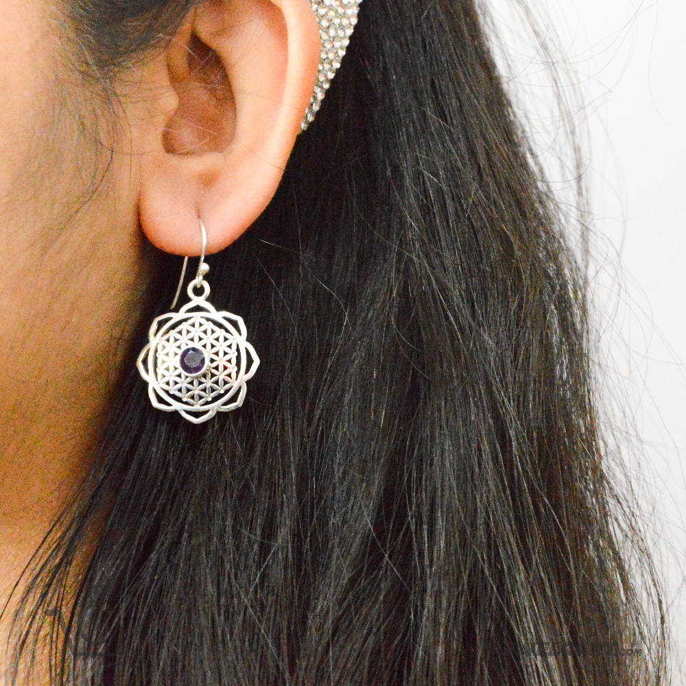 sacred geometry silver earring jwelcart.com