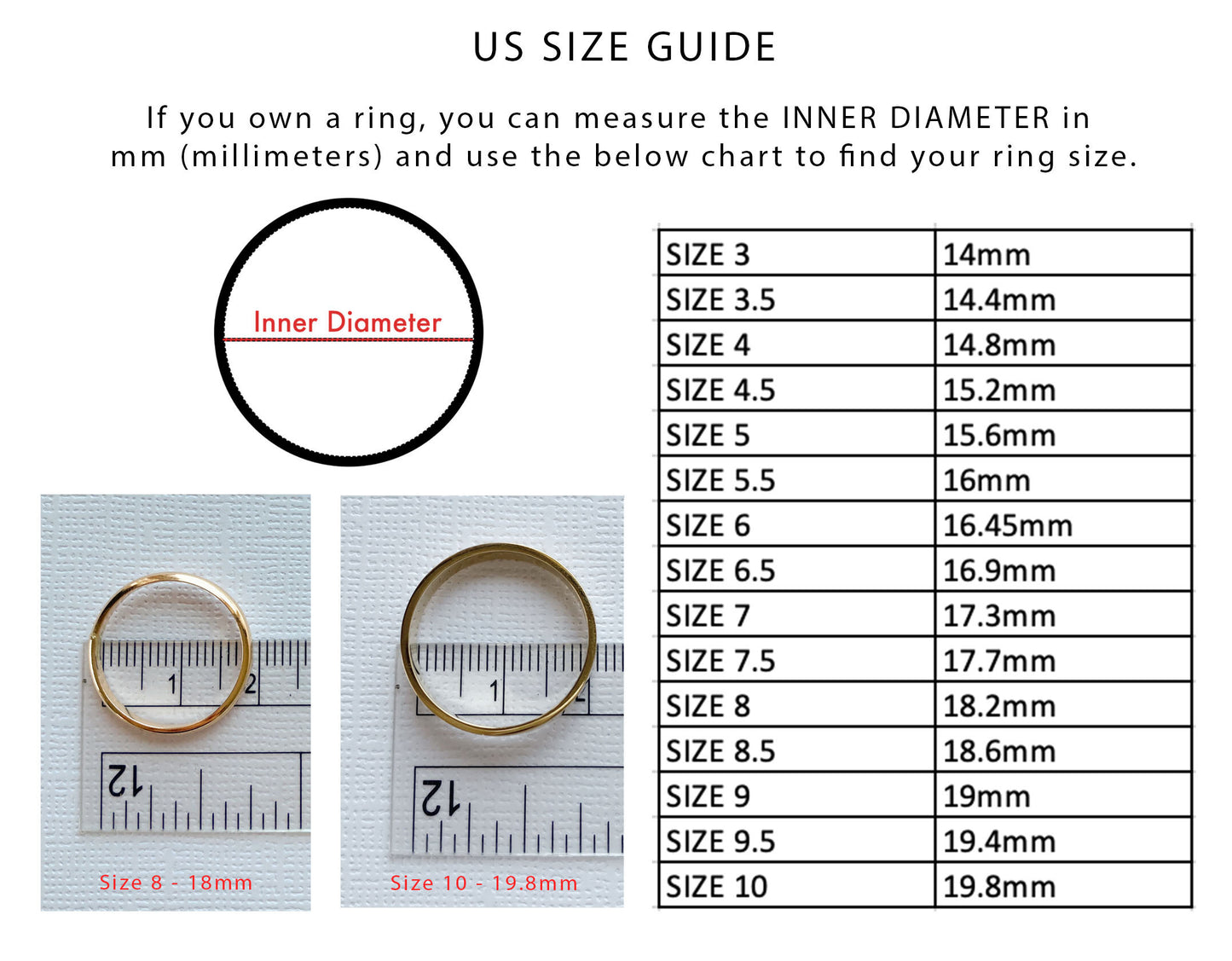 us ring size measurement for women's ring JWELCART.COM