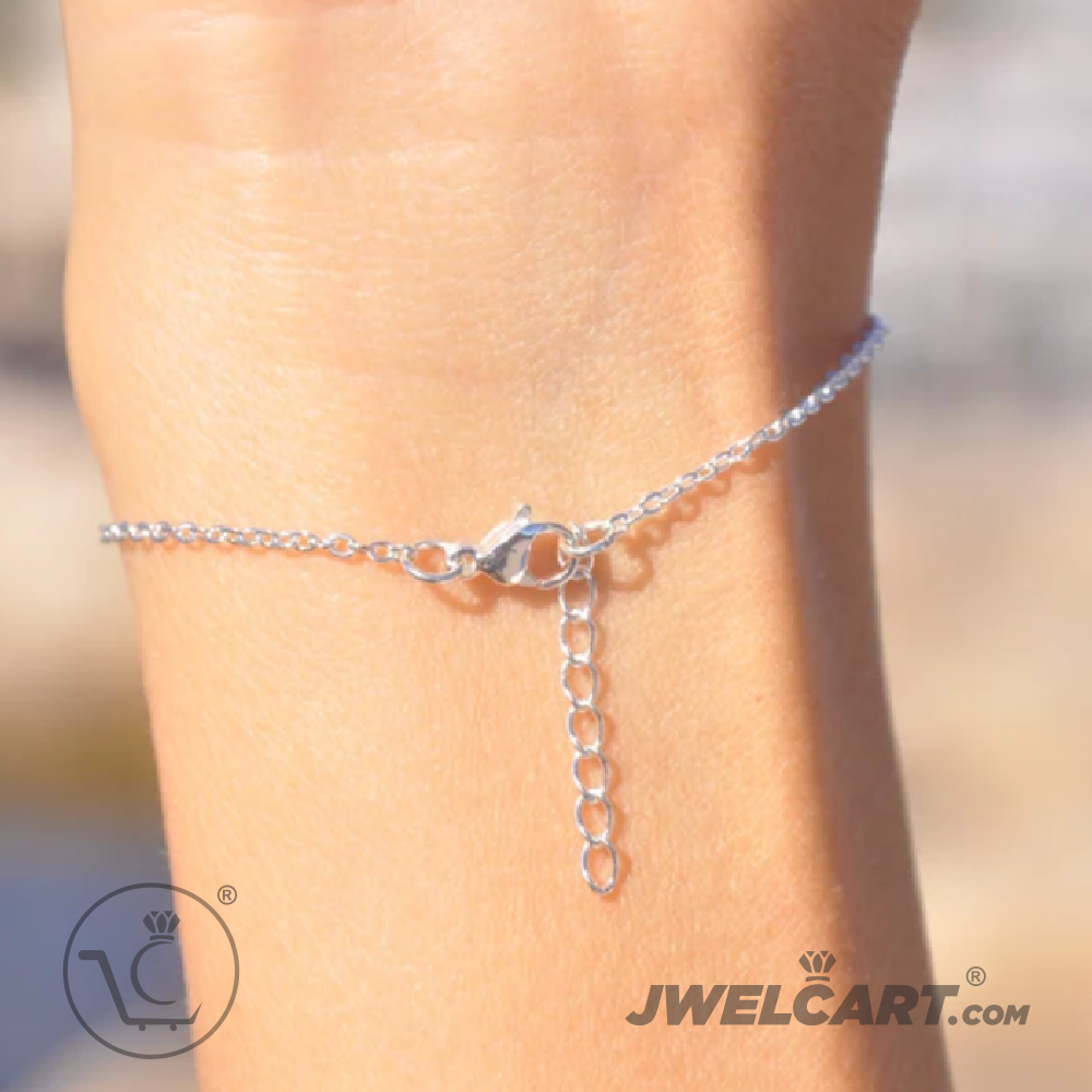 Initial Letters Thin Silver Chain Bracelet