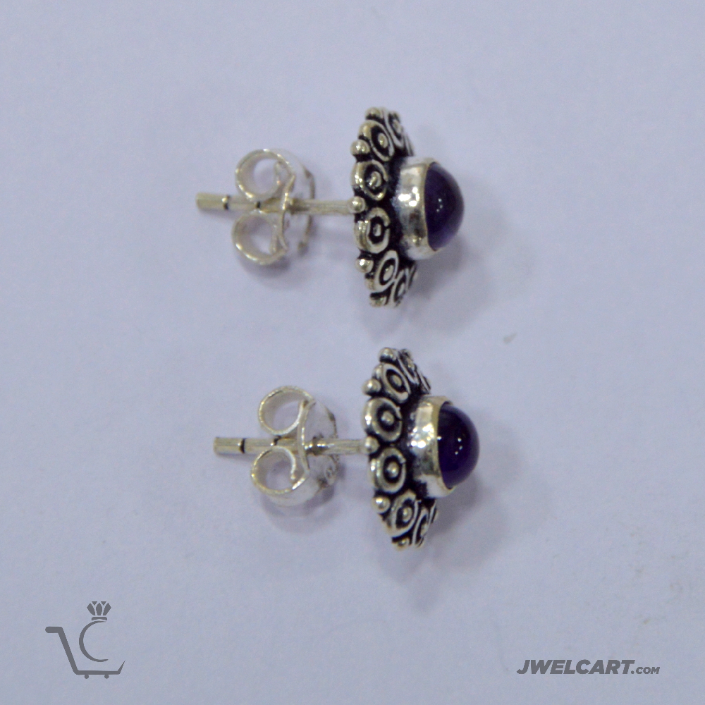 amethyst silver stud earrings jwelcart.com