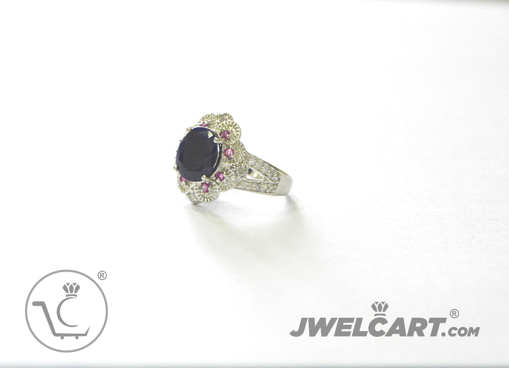 pink stone silver ring  jwelcart.com 
