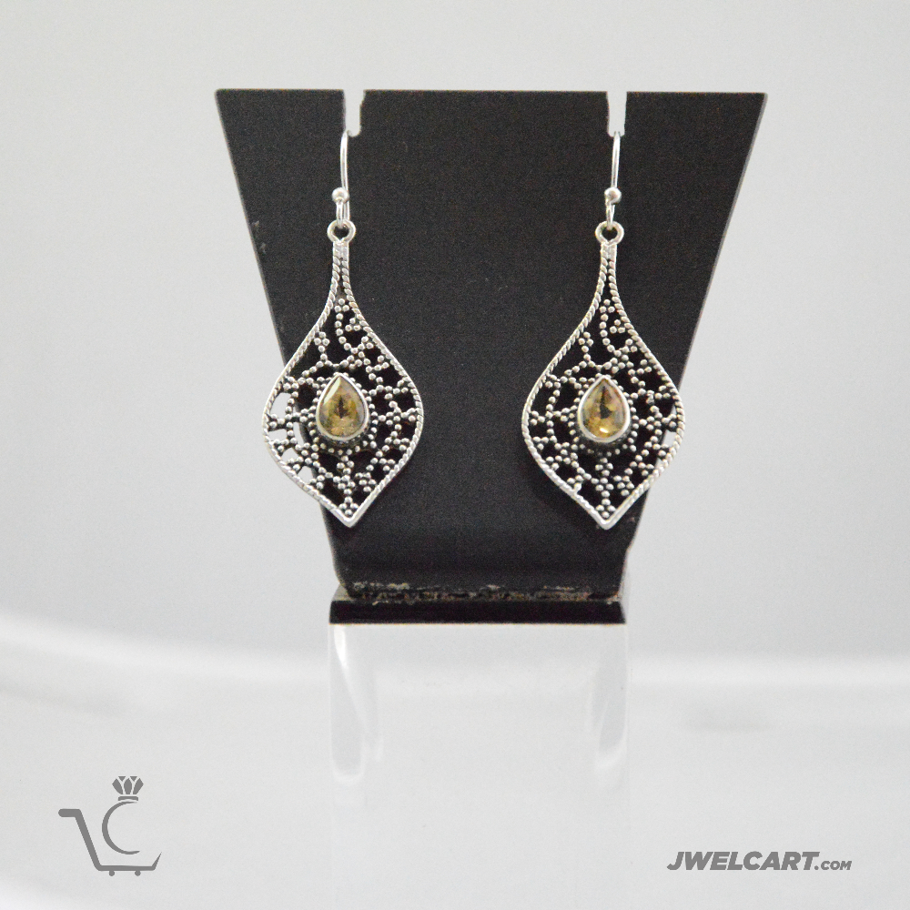 citrine gemstone sterling silver earrings jwelcart.com