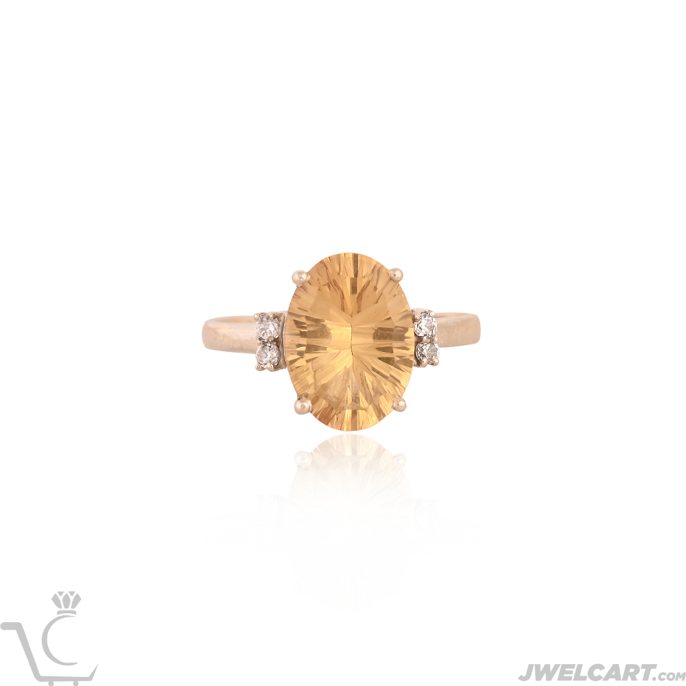 Yellow stone womens silver ring Jwelcart.com