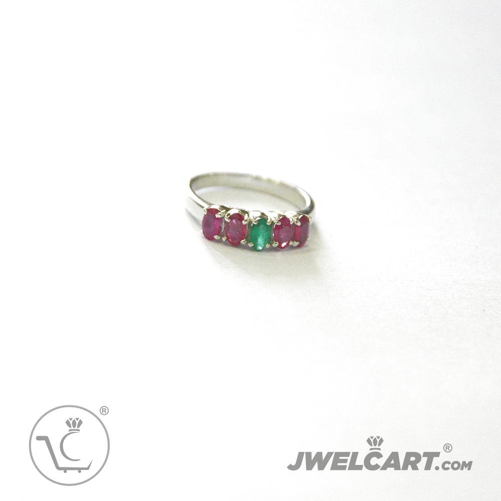 Emerald ruby silver ring jwelcart.com