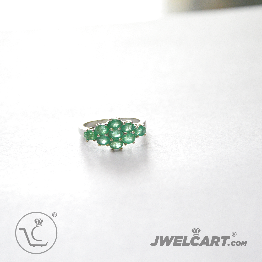 natural emerald silver ring jwelcart.com