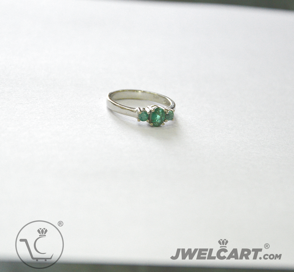 natural emerald silver ring JWELCART.COM