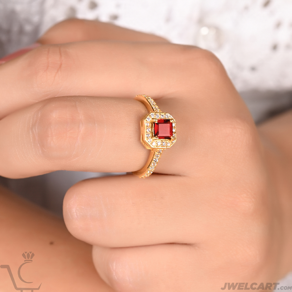 red garnet stone gold ring jwelcart.com