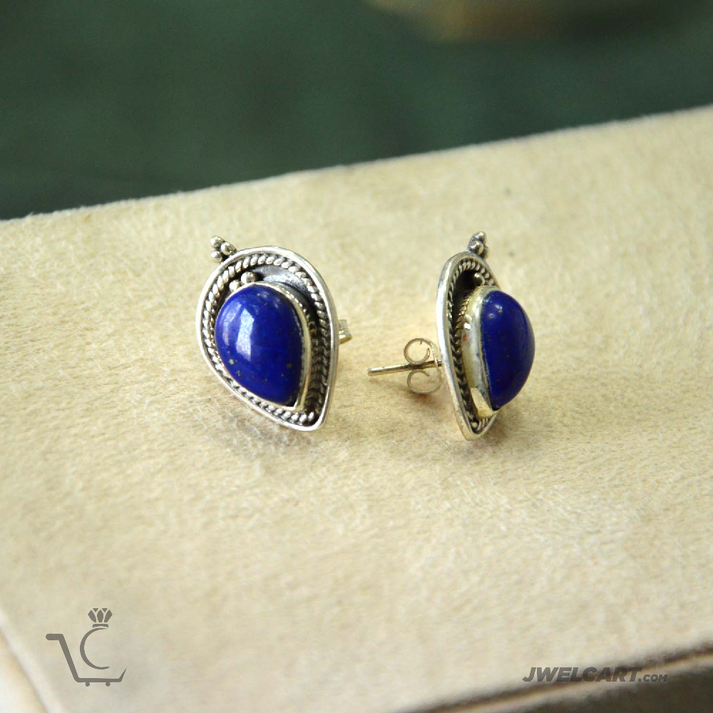 lapis lazuli silver studs jwelcart.com 