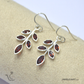 Leaf Red Garnet Silver Earrings