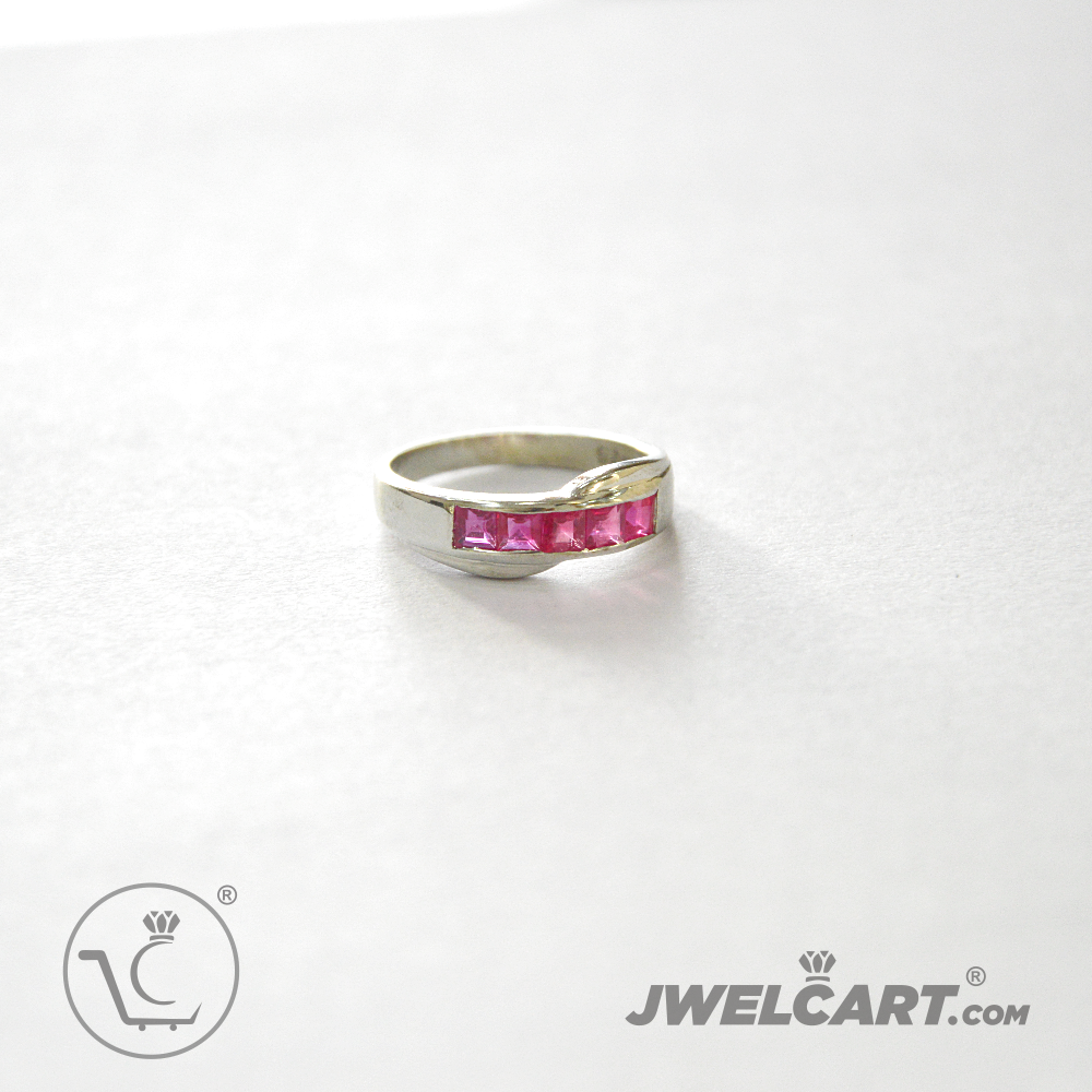 pink ruby stone half eternity ring jwelcart.com