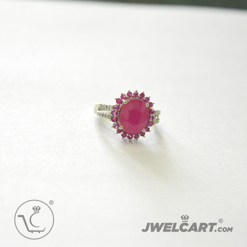 Ruby Diamond silver ring jwelcart.com