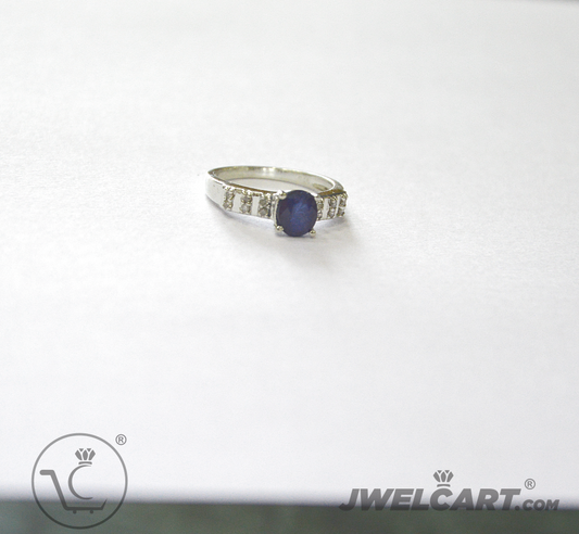 blue sapphire diamond mens silver ring jwelcart.com