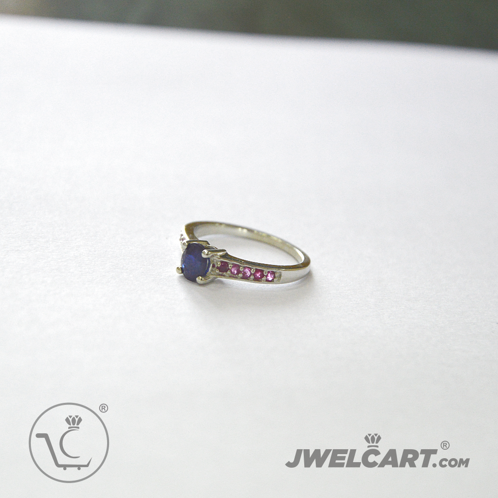 blue sapphire natural silver ring jwelcart.com