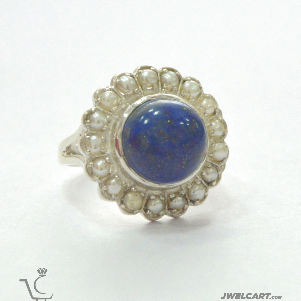  lapis lazuli pearl silver ring jwelcart.com